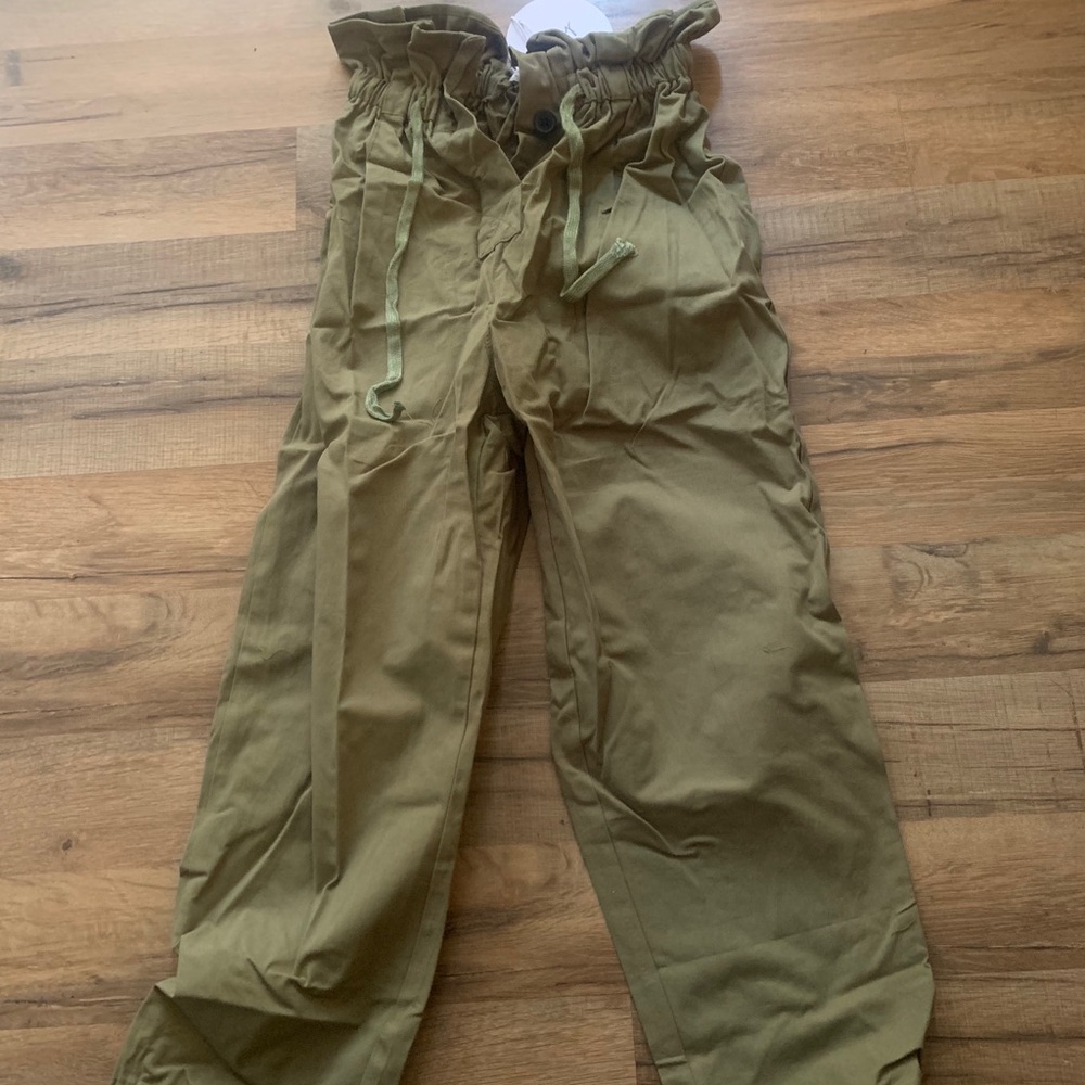 High waisted army green canvas pants